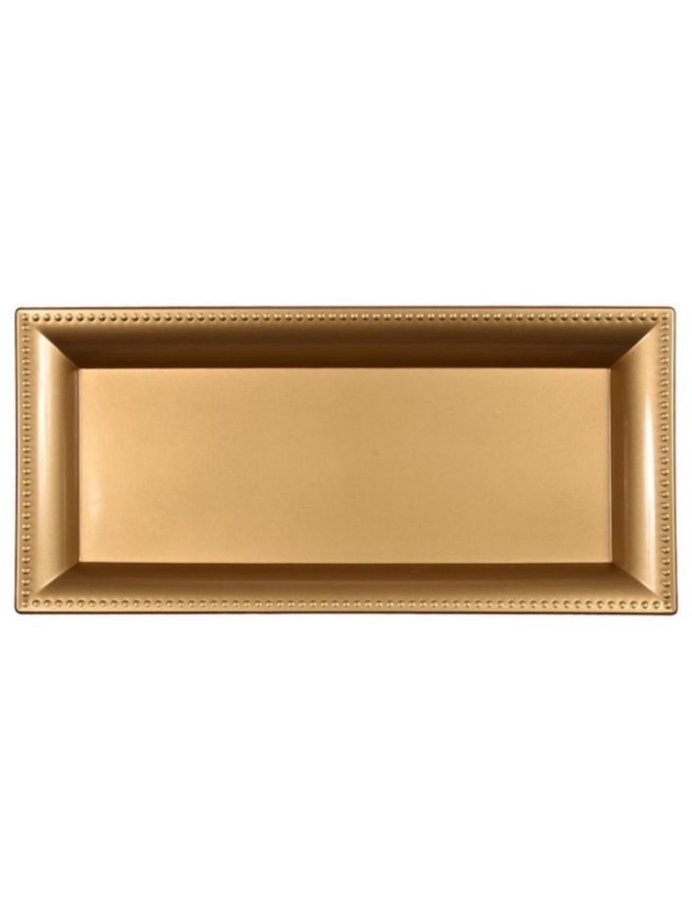 Gold Tone Rectangular Dotted Trim Decorative Plastic Tray Center Piece Charger